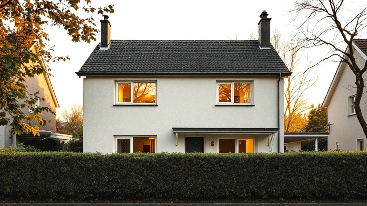 Geerbtes Wohnhaus im Rhein-Main-Gebiet in warmem Abendlicht